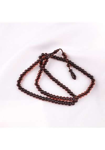 Ateş Kehribar 99luk Namaz Tesbih Tekerlek Kesim 9x7mm Tesbih - Kahverengi Kahverengi