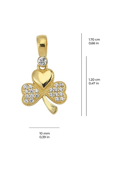 Goldkupe 14 Ayar Altın Taşlı Yonca Kolye Ucu 0,93 Gr-3341