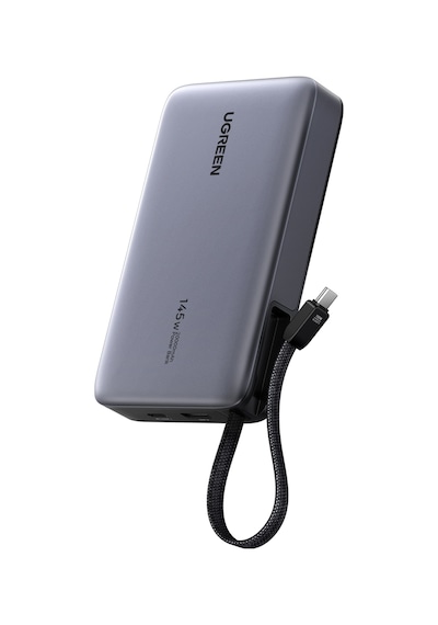 Ugreen Nexode 20.000 Mah 145 W Dahili Usb-c Kablolu Hızlı Şarj Powerbank, 55992b Gri