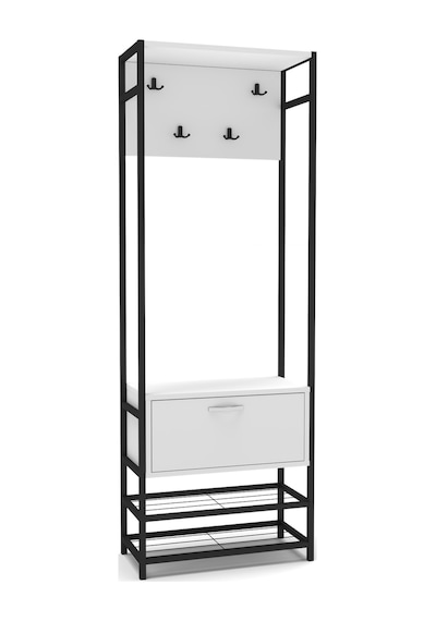 Northcity Metal Portmanto Beyaz 180 Cm Ahşap - Beyaz