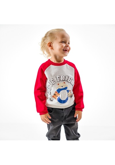 Overdo Kids Erkek Çocuk Uzun Kollu Sweatshirt Kırmızı