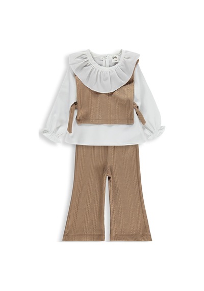 Civil Baby Bebe Yakalı 6-18 Ay Takım - Bej