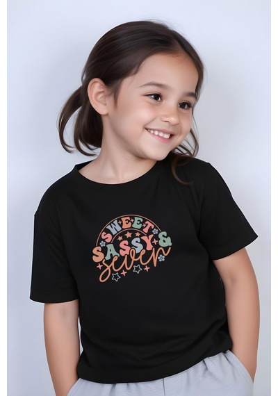 Fyk Kids Kız Çocuk Sweat Sassy Baskılı Tişört Siyah