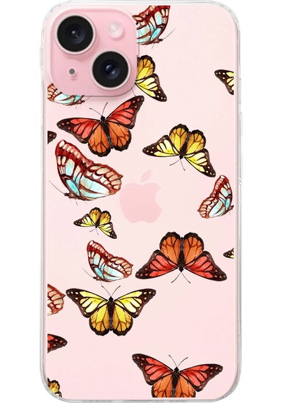 Apple Uyumlu iPhone 15 İle 1mm Slim Fit Water Color 2 Baskılı Şeffaf Kılıf