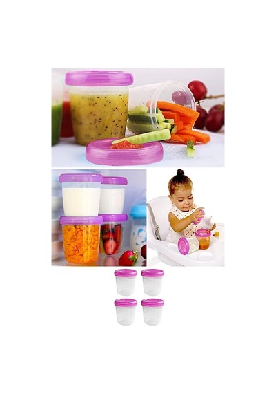 4'lü Ölçülü Sızdırmaz Saklama Kabı - Anne Sütü Bebek Beslenme Mama Kabı Seti 4x180 Ml Şeffaf