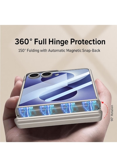 Teleplus Samsung Galaxy Uyumlu Z Flip 8 Kılıf M-safe Şarj Özellikli Kıpta Kpt-06 Ring Standlı Kapak