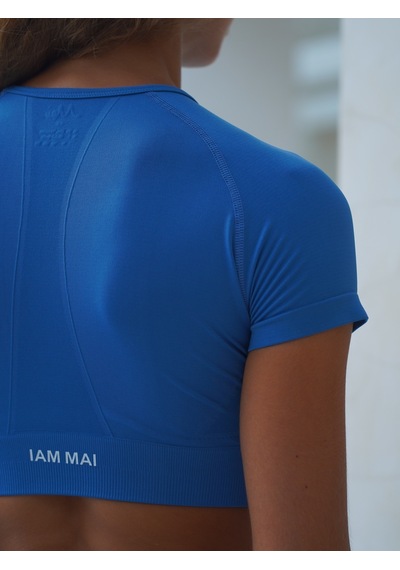 Mai Studios Co. Rufus Mavi Kısa Kollu Crop Top Mavi