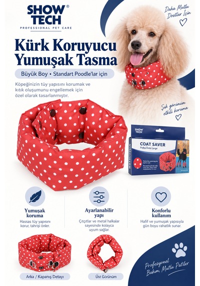 Showtech Köpek Kürk Koruyucu Kıtık Oluşumunu Engelleyeci Yumuşak Tasma Büyük Boy