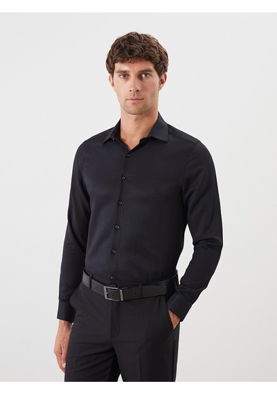 Lcw Busıness Siyah Slim Fit Armürlü Erkek Gömlek