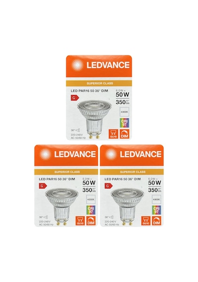 3 Adet Ledvance 6w Ilık Beyaz 4000k Dim Edilebilir Gu10 Duylu Cam Spot Ampul