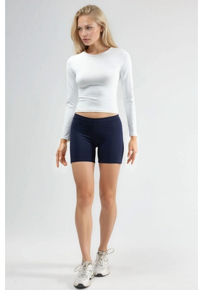 Hiccup Busem Slim Fit Yuvarlak Yaka Uzun Kollu Bluz Beyaz
