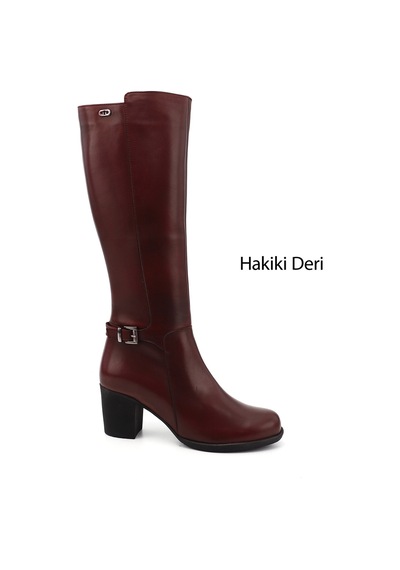 Gönderi(R) Gönderir Kadın Bordo Antik Fermuarlı Kalın Topuklu Hakiki Deri Çizme Gkzc13446501 Bordo