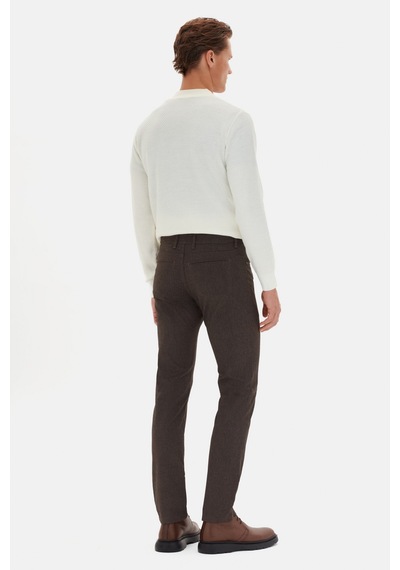 Twn Super Slim Fit Kahverengi Armürlü Chino Pantolon 5ec0305337641 Çok Renkli