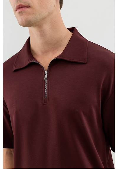 Antioch Polo Yaka Basic T-shirt Bordo