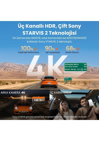 70mai T800-41 Ön Kamera +iç Kamera + Rc41 Arka Kamera 128gb