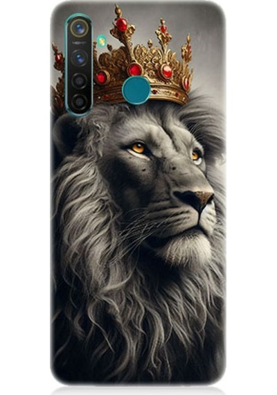 Realme 5 Pro Uyumlu Taçlı Aslan 3 Desenli Silikon Kılıf