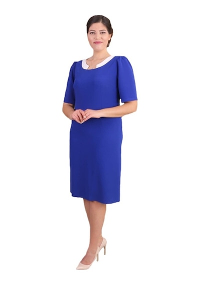 Nidya Moda Büyük Beden Kadın Saks Abiye Elbise-4156Sx Saks Mavi