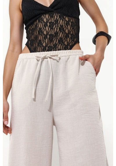 Hiccup Busem Kadın Dokulu Polyester Jogger Pantolon Taş Doğal