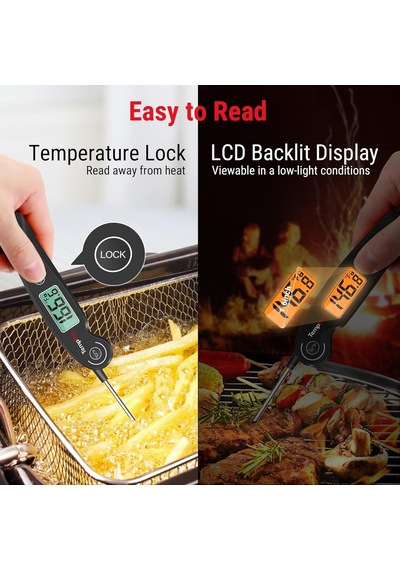 Thermopro Tp605 Ipx6 Su Geçirmez, Arkadan Aydınlatmalı Ve Kalibrasyonlu Anında Okunan Dijital Et Ve Gıda Termometre