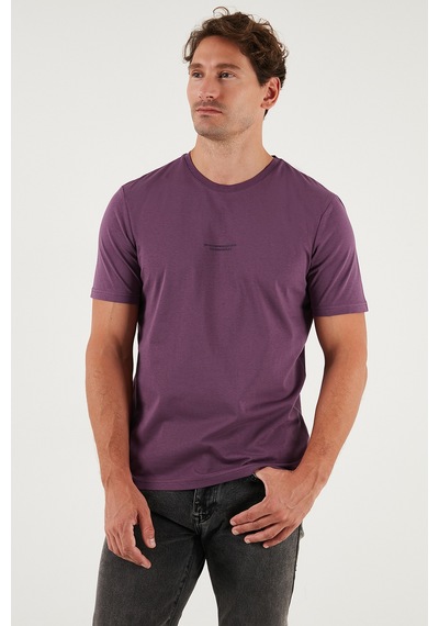 Buratti Pamuklu Baskılı Regular Fit Bisiklet Yaka Erkek T Shirt 59020205 Mürdüm