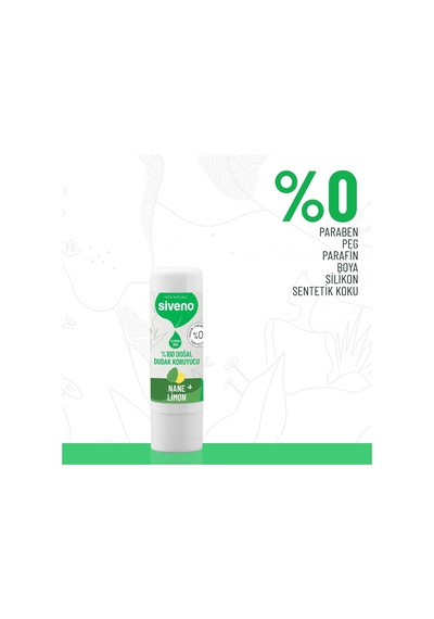%100 Doğal Dudak Koruyucu Nane & Limon Bitkisel Lipbalm Krem Nemlendirici Parlatıcı Onarıcı 6 G