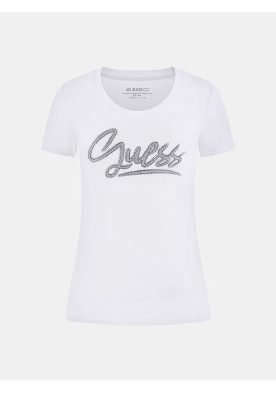 Guess W6rı24j1314 Ss Cn Guess Script Kadın Tişört Beyaz