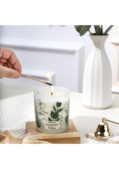 Kokulu Mum - Okaliptüs Ve Nane - 6oz Aromaterapi Soya Balmumu Kavanoz Mum Ev İçin, Kadınlar İçin Hediyeler - 170g Diğer
