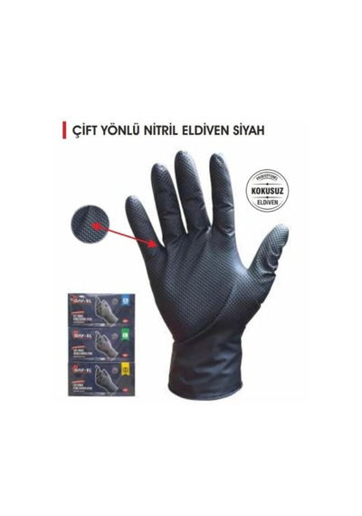 Çift Yönlü Nitril Eldiven Siyah Pkt:50 Adet