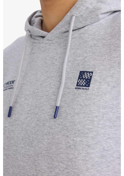 Defacto Boxy Fit Kapüşonlu Sweatshirt F8656ax26spgr389 Gri-gr389