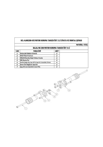Moto Üçel Bajaj Pulsar Ns 200 Uyumlu Motor Koruma Takozu 2'li