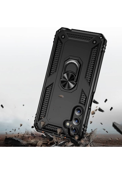 Galaxy Uyumlu A15 Kılıf Kamera Koruyucu Manyetik Standlı Tank Koruma Pazarplus Kırmızı