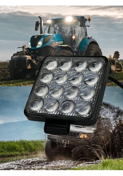 Off Road Beyaz Işık Sis Farı Lambası 16 Led Kare