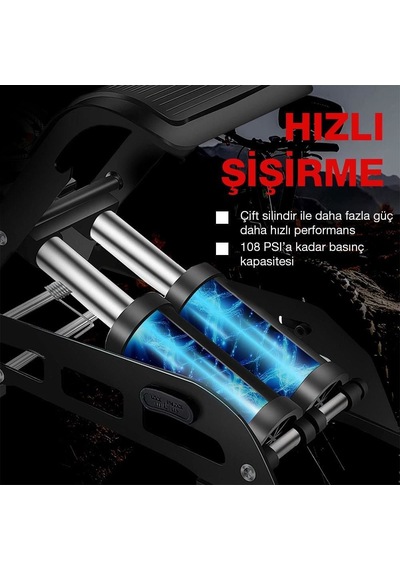 Kobb Kb5402d Çift Pistonlu Dokunmatik Dijital Basınç Göstergeli Ayak Pompası + Taşıma Kılıfı Fr Kb5402d