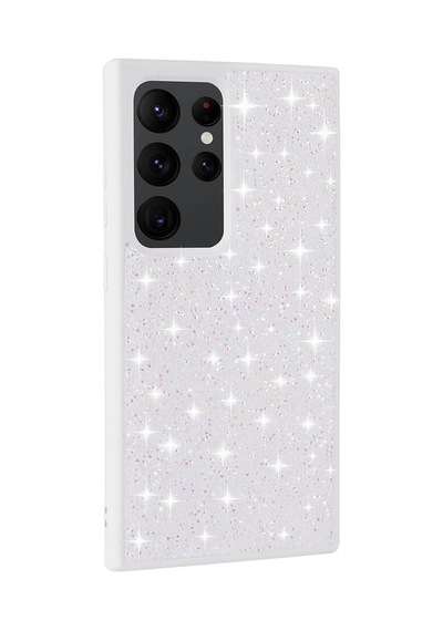 Galaxy Uyumlu S24 Ultra Kılıf Simli Pırlanta Taşlı Kamera Yükseltili Silikon Pazarplus Lila