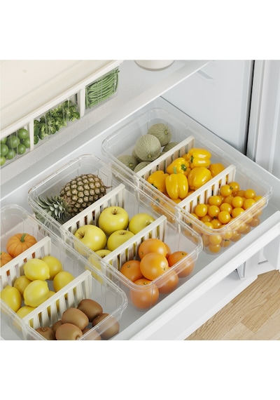 Dünya Dp-07417-102 Şeffaf Buzdolabı Organizeri 6 Lt - Kapaklı 3 Bölmeli 373x193x110 Mm- 24'li Paket