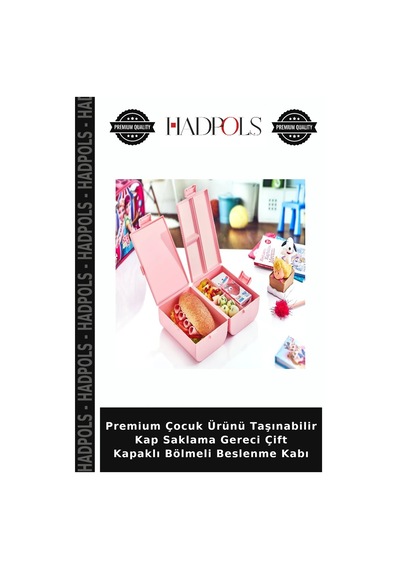 Premium Çocuk Ürünü Taşınabilir Kap Saklama Gereci Çift Kapaklı Bölmeli Beslenme Kabı Çok Renkli