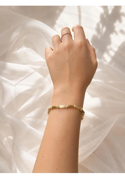 Çizgili Dokulu Gold Bileklik Çok Renkli