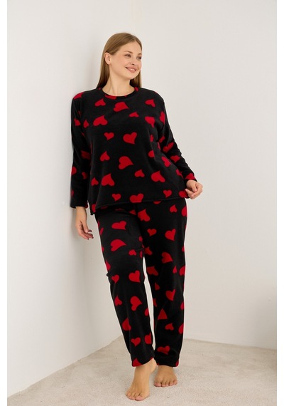 Siyah İnci Büyük Beden Polar Kışlık Örme Pijama Takım 25222566 Siyah Siyah İnci Büyük Beden Polar Kışlık Örme Pijama Takım 25222566 Siyah
