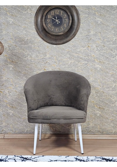 Zafir Tekli Teddy Beyaz Boyalı Sivriltme Ayak Çay Seti Koltuk Tekli Berjer , Balkon, Salon, Ofis Kahverengi