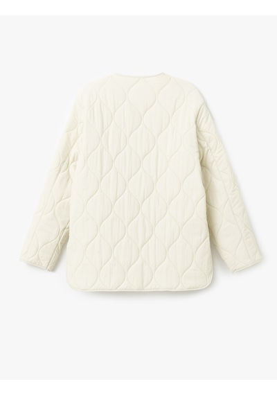 Koton Cepli Fermuarlı Oversize Kapitone Mont Ekru 5sak20037ew Ekru