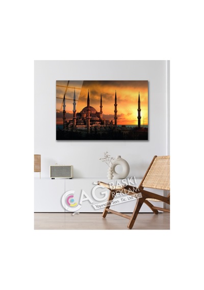 Sultan Ahmet Camii İstanbul Cam Tablo Modern Ev Ofis Salon Duvar Oda Dekoru Hediyelik Şehir Temalı Dekoratif Duvar Tablosu, Salon Ve Ofis Dekoru,