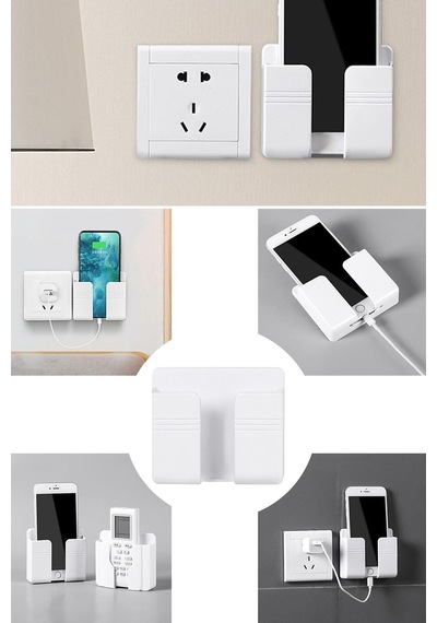 Duvara Monte Edilen Telefon Ve Kumanda Standı Plastik Organizer Beyaz Renk Plastik Beyaz Diğer