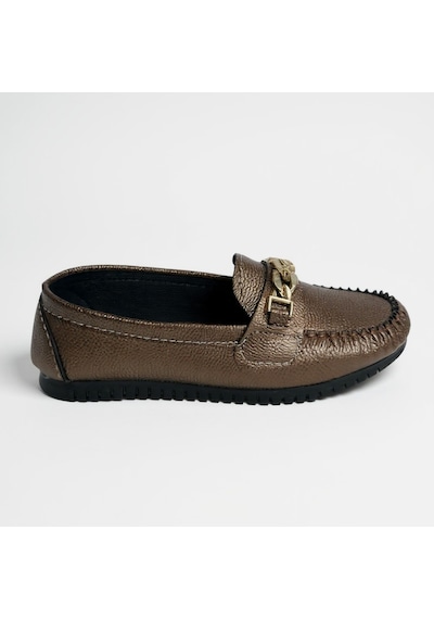 Dosa Shoes Kadın Babet Taba Zincir Tokalı Hafif Rahat Taban Şık Günlük Ayakkabı Bakır