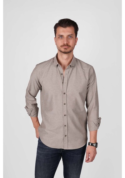 Açık Kahve Yaka Düğmeli Premium Şamre Slimfit Erkek Gömlek Açık Kahverengi Açık Kahve Yaka Düğmeli Premium Şamre Slimfit Erkek Gömlek Açık Kahverengi