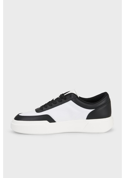 Calvin Klein Deri Logolu Sneaker Ayakkabı Hm0hm0232601w Erkek Ayakkabı Hm0hm02326 01w Beyaz-siyah