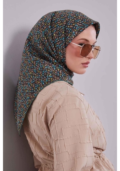 Levidor Mini Yazı Detayi Twill İpek Eşarp-0926 Acı Kahve