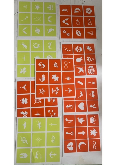 Simli Dövme Glitter Tattoo Kit 10 Tüp Sim 100 Şablon Hediyeli
