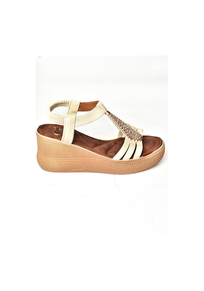 Fox Shoess258161009 Bej Dolgu Tabanlı Kadın Sandalet Bej