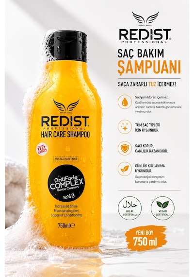 Redist Tuzsuz Şampuan 750 Ml Nazik Temizlik Ve Canlı Görünüm Tüm Saç Tipleri