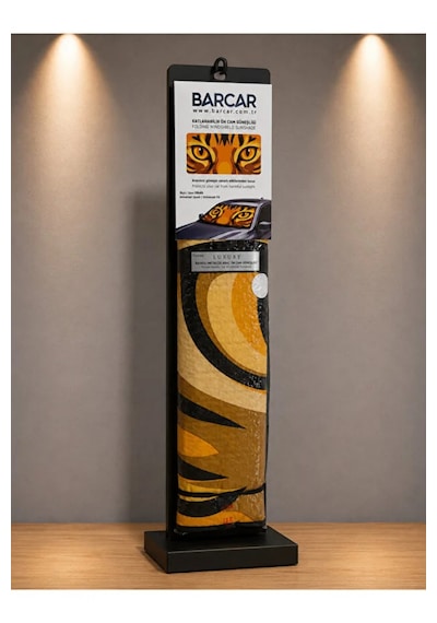 Kaplan Gözü Figürlü Oto Ön Cam Metalize Güneşlik Perde Universal Baskılı Metal Güneşlik Dekor Baskılı 135x65 Cm